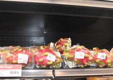 Individually wrapped dragon fruit.